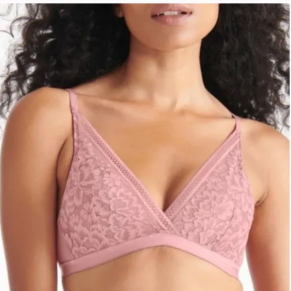 Knix Deep-V Lace Bralette Sz L in Pink Sorbet - Picture 1 of 9